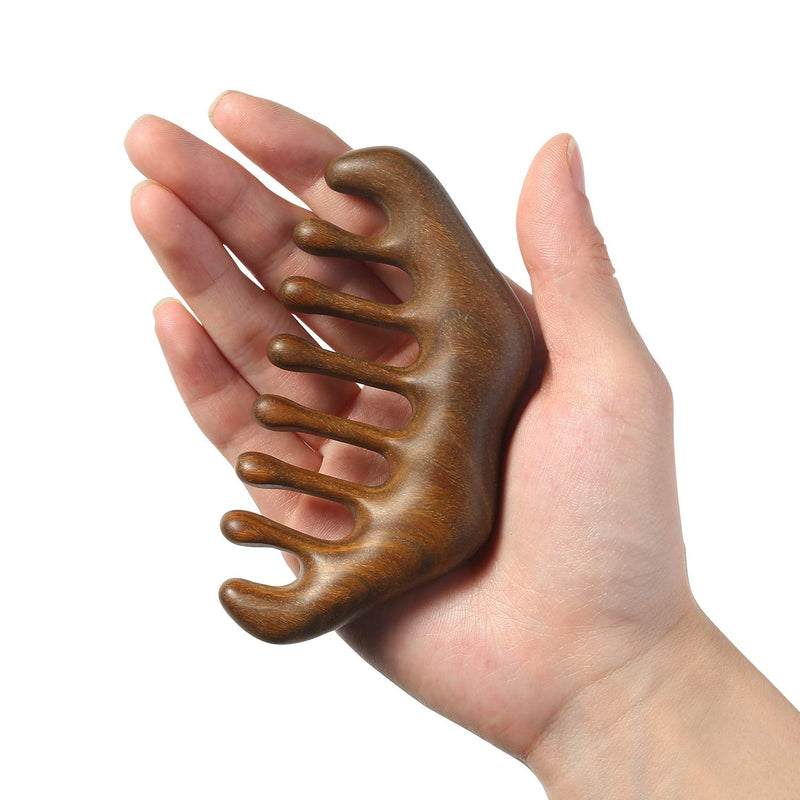 [Australia] - MIUPOO Wooden Wide Tooth Hair Massage Comb Scraping Scalp Comb,Multi Functional Handheld No Static Head Massage Tool,Meridians Massager for Head Caring Relaxation 