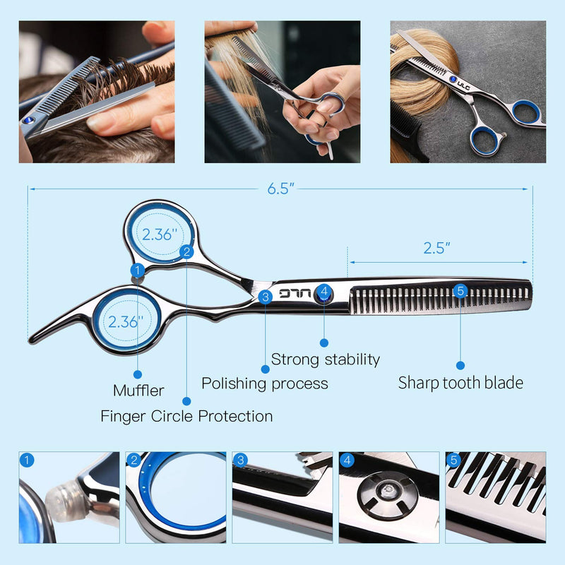 [Australia] - Hair Thinning Scissors Cutting Teeth Shears Professional Barber ULG Hairdressing Texturizing Salon Razor Edge Scissor Japanese Stainless Steel with Detachable Finger Ring 6.5 inch 