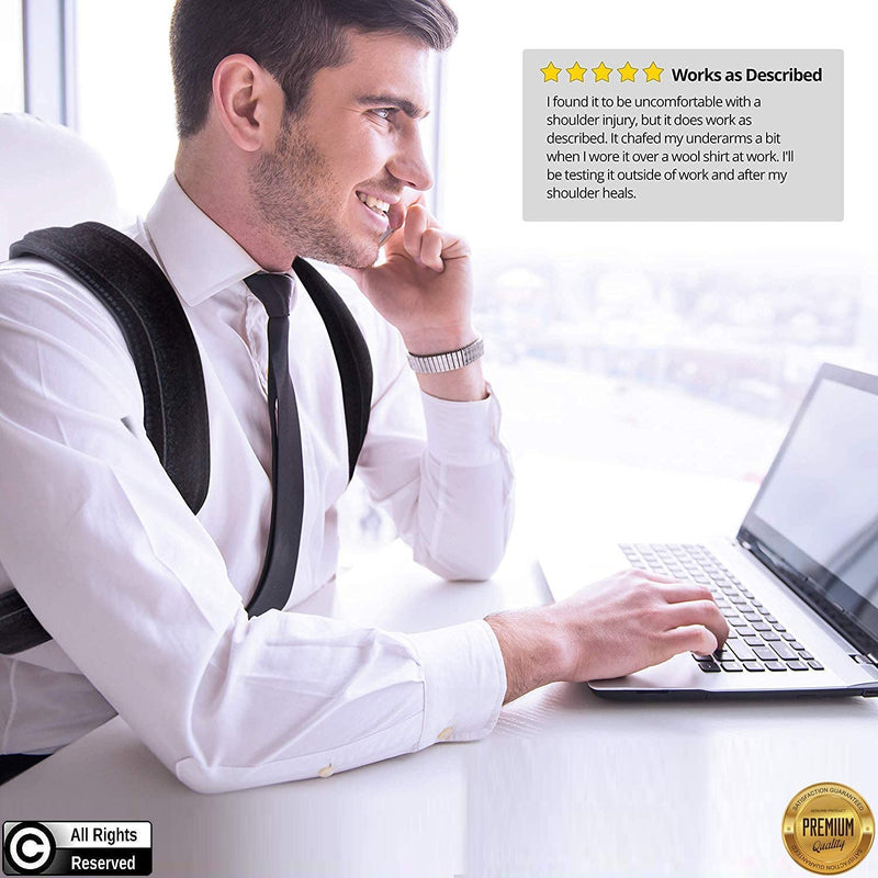 [Australia] - POAGL Posture Corrector For Men | Universal Fit Adjustable Upper Back Brace For Clavicle To Support Neck, Back and Shoulder Pain Relief Kyphosis Straightener Spine Support (Design Patented) Black 