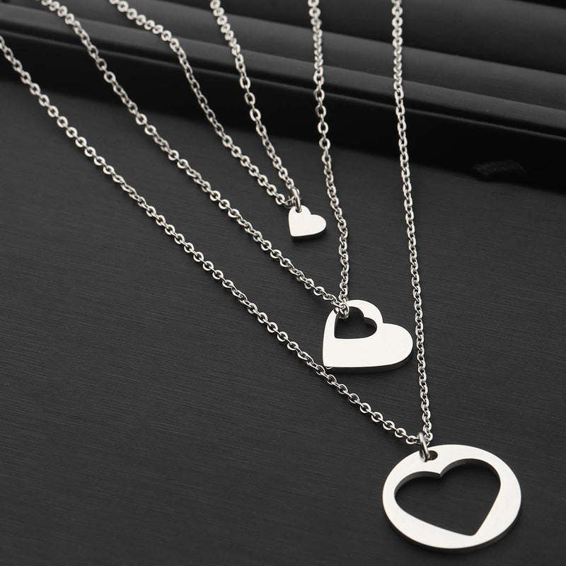 [Australia] - ENSIANTH Generations Necklace Set Heart Cutout Necklace for Grandmother Mother Daughter 