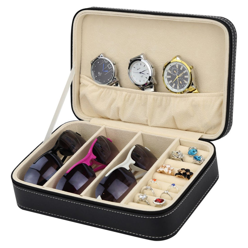 [Australia] - Homeater Portable Travel Zipper Box Sunglasses Case for Everyday Glasses Collector Storage Black-l 