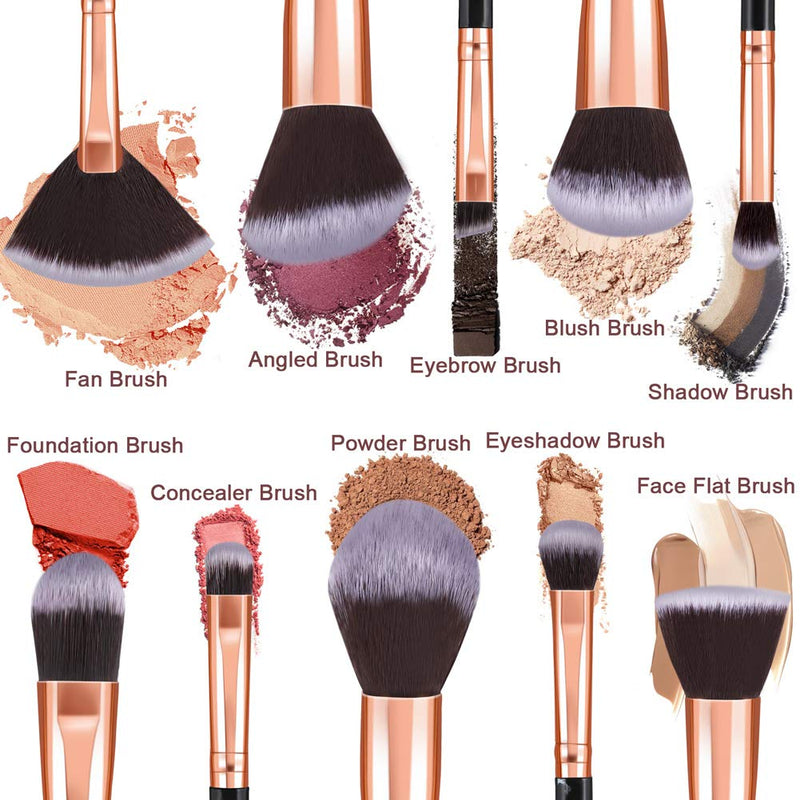 [Australia] - Makeup Brushes 10Pcs Marble Makeup Brush Set Foundation Powder Blush Blending Eyeshadow Brushes Sets Black 