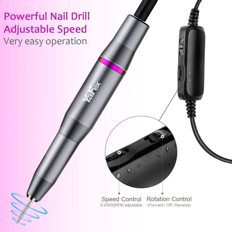 [Australia] - Electric Nail Drill- Professional Portable Manicure Pedicure E-file Kit with Acrylic Fake Nail Clipper for Shaping, Polishing, Removing Acrylic Gel Nails A-Silver 