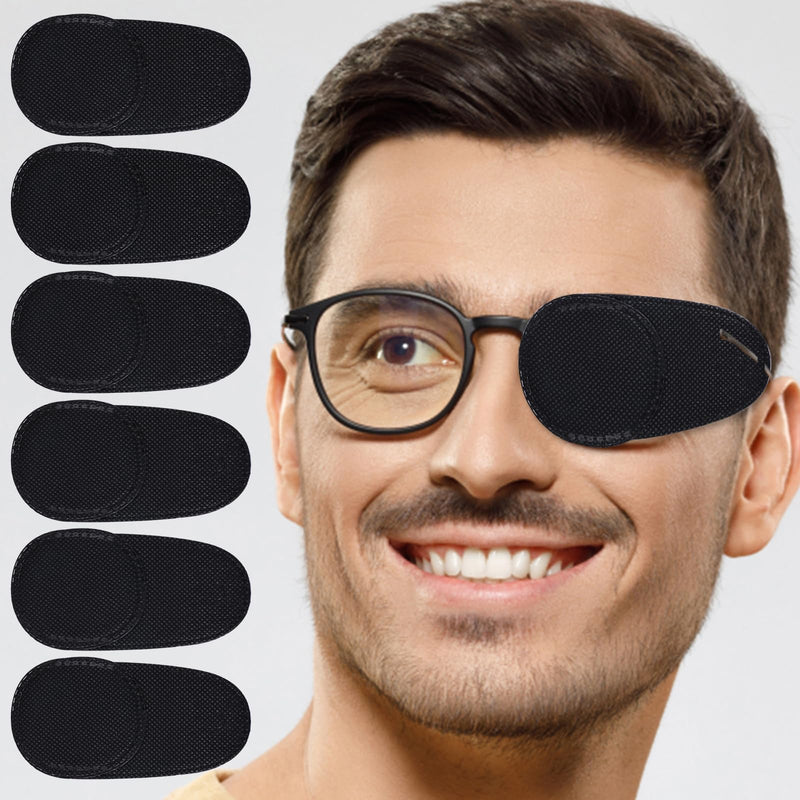 [Australia] - 12pcs Glasses Eye Patches, Medium Glasses Eye Patch Reusable Eye Patches to Improve Amblyopia Strabismus Multifunctional Eye Patches for Lazy Eye for Kids Adults (Black) 