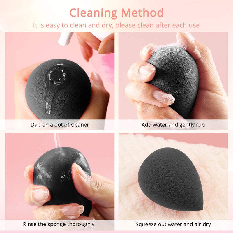 [Australia] - Foonbe Makeup Sponge, Latex Free and Vegan Makeup Blender Beauty Sponge, for Powder, Cream or Liquid Application (1 Pc, Black) 