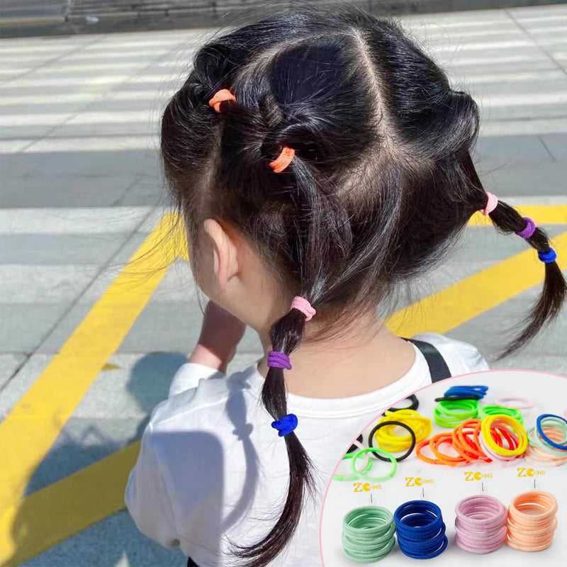 [Australia] - ZCOINS Elastic Hair Ties for Thin Hair,Ponytail Holders Value Pack for Newborn Girls,100pcs/pack Multicolor Mixed 