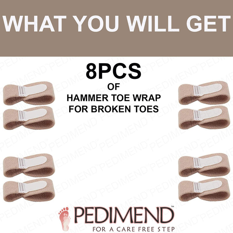 [Australia] - PEDIMEND 8PCS Hammer Toe Straightener, Hammer Toe Splints, Toe Cushioned Bandages for Correcting Hammer Toes, Broken Toes, Crooked Toes and Overlapping Toes 