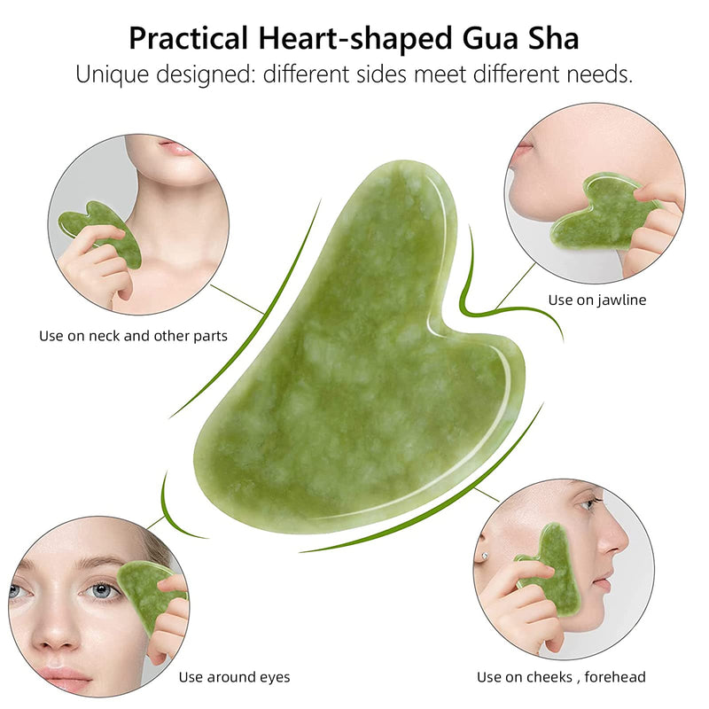 [Australia] - Fliurich Gua Sha Tool & Eye Massage,the ordinary peeling solution Natural Gua Sha Scraping Massage Tool,guasha for Facial Skin care & SPA Acupuncture Anti Aging Beauty Treatment (Green) Green 