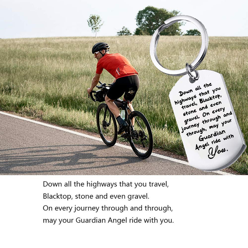 [Australia] - FUSTMW Car Owner Gift Drive Safe Keychain May Your Guardian Angel Ride With You Car Lover Gift 