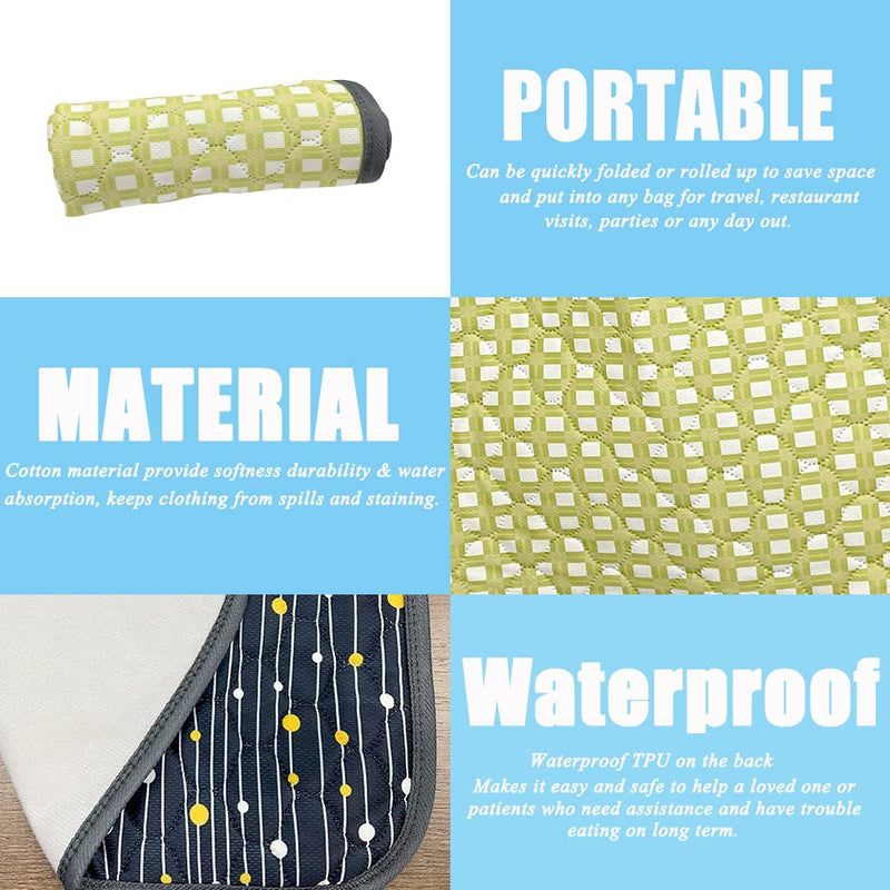 [Australia] - Waterproof Adult Bib for Elderly & Disabled - Mealtime Clothing Protector Daily Living Eating Aids Accessories, 6 Pack Black Green 