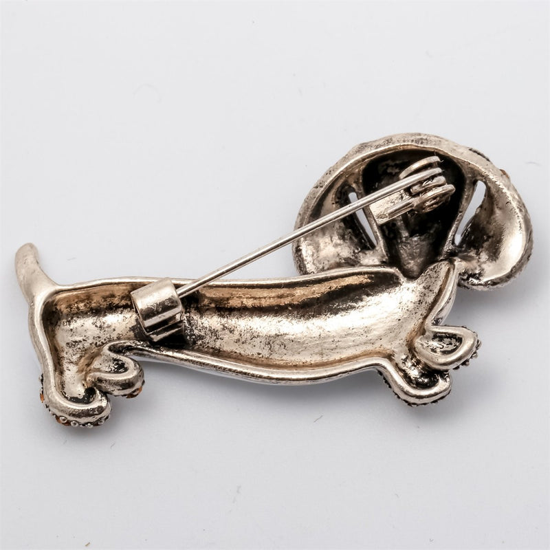 [Australia] - Szxc Jewelry Crystal Sparkly Dachshund Dog Puppy Animal Collection Accessories Brooch Pin Gift Women YSWB35-GRAY 