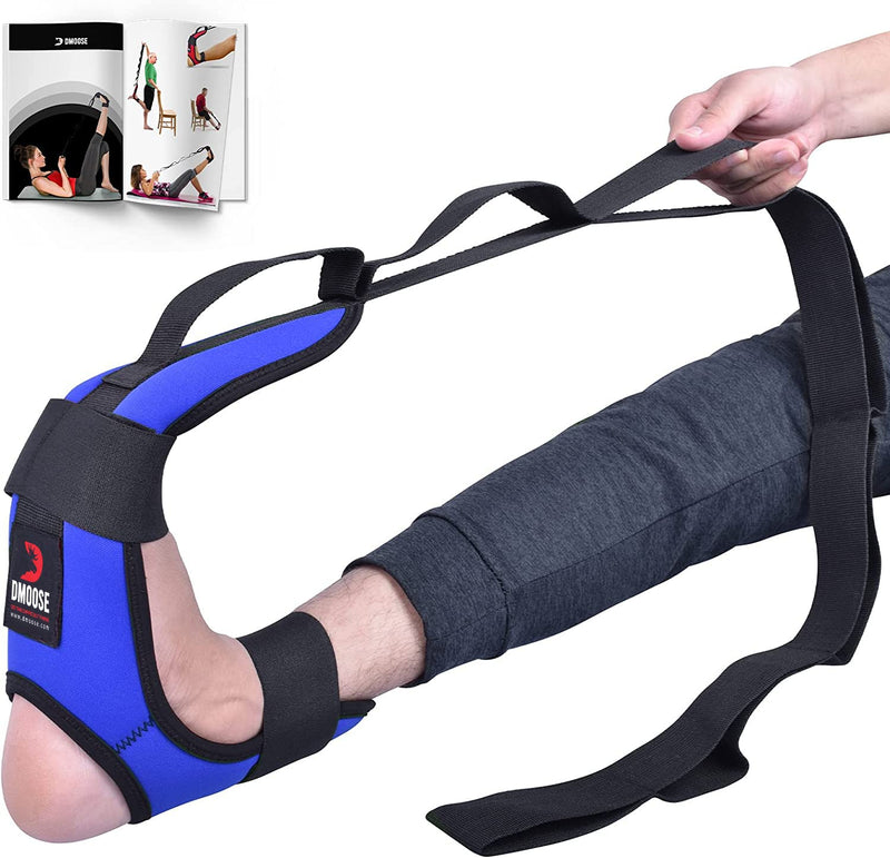 [Australia] - DMoose Calf Stretcher & Foot Stretcher for Plantar Fasciitis - Hamstring Stretcher Stretching Strap for Achilles Tendonitis, Leg Stretcher Ligament Stretching Belt for Pain Relief, Dancers and Yoga Blue 
