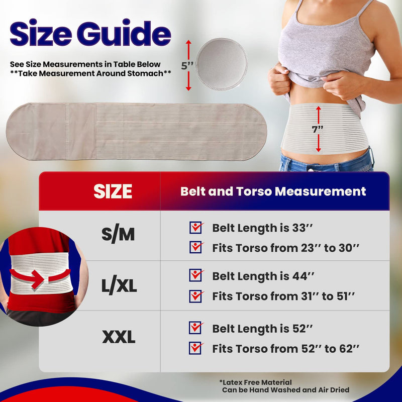 [Australia] - Hernia Belt for Men and Women – Beige Abdominal Binder Belly Band For Umbilical Hernias & Navel Belly Button Hernias With Compression Pad For Hernia Support and Stomach Hernia Brace Pain Relief (L/XL) Large/X-Large (Pack of 1) 