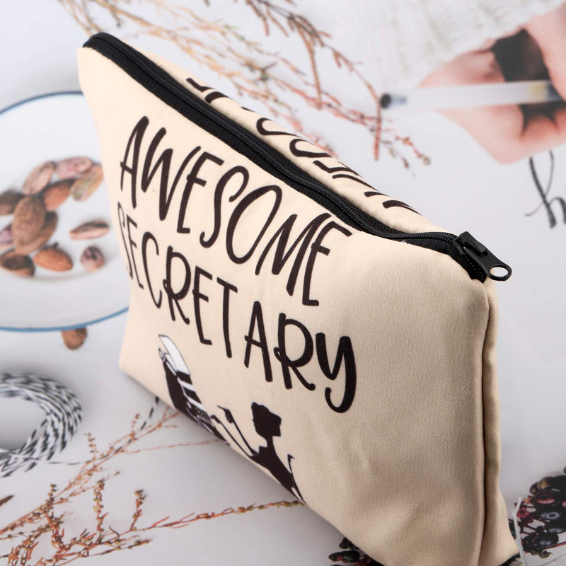 [Australia] - G2TUP Best Appreciation Idea for Coworkers Awesome Secretary Office Job Employee Makeup Bag Administrative Assistant School Secretary Gift (Awesome Secretary) 