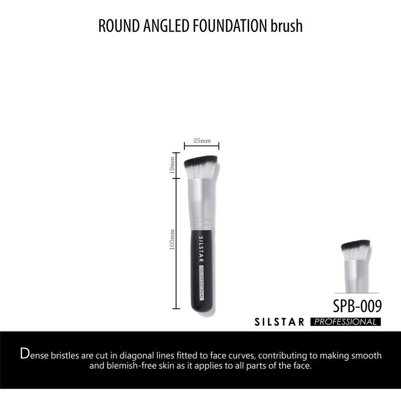 [Australia] - SILSTAR PROFESSIONAL ROUND ANGLED FLAT FOUNDATION BRUSH WITH HANDLE MADE OF NATURAL BIRCH WOOD, MADE IN KOREA 009 