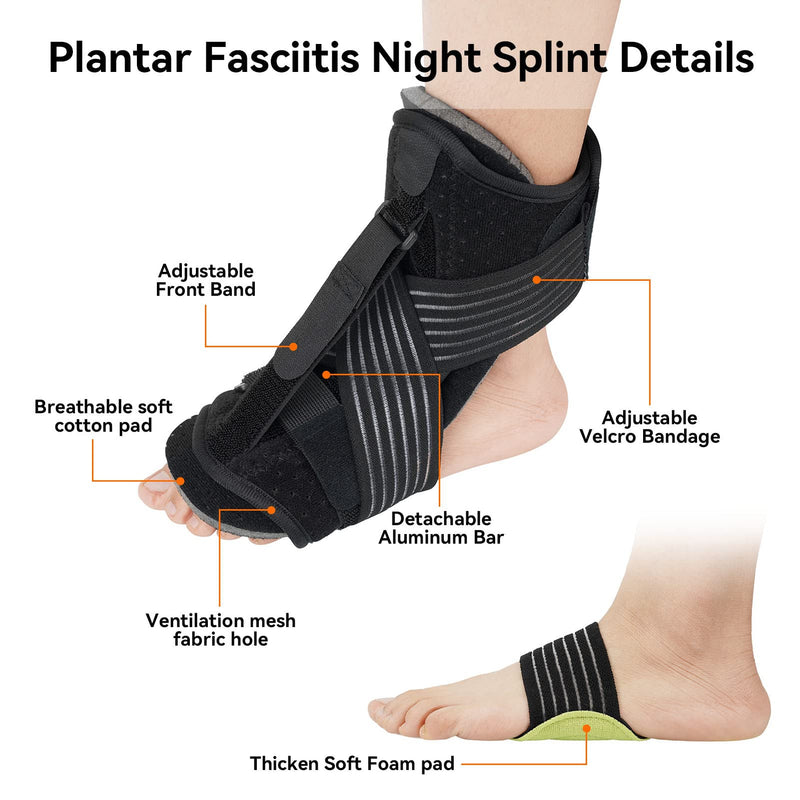 [Australia] - Plantar Fasciitis Night Splint;Plantar Fasciitis Relief Brace;Achilles Tendonitis Support,Foot Drop, black 