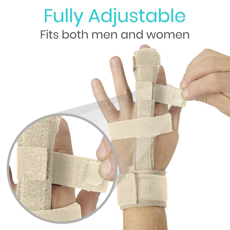 [Australia] - Vive Trigger Finger Splint - Full Hand and Wrist Brace Support - Adjustable Locking Straightener - Straightening Immobilizer Treatment For Sprains, Pain Relief, Mallet Injury, Arthritis, Tendonitis (Beige) 