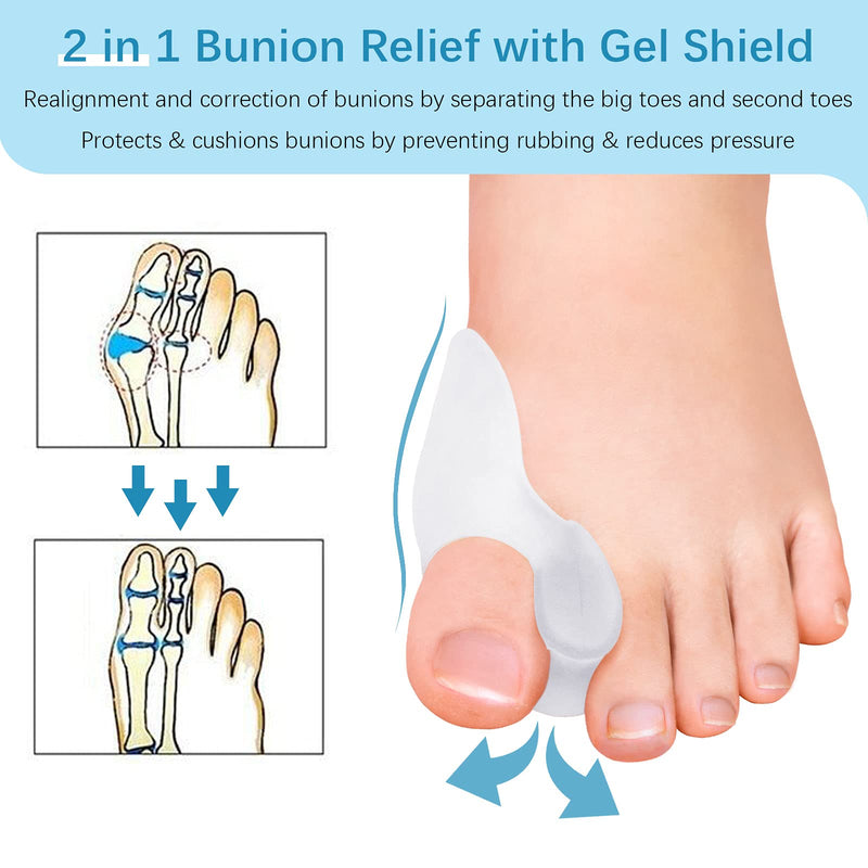 [Australia] - Menocady Pack of 12 Bunion Cushions and Protectors, (1/2'' Thick) Bunion Pad with Gel Shield, Bunion Corrector with Separator for Big Toe, Bunion Shield for Pain Relief from big toe joint, Bunion Pain, Pressure 