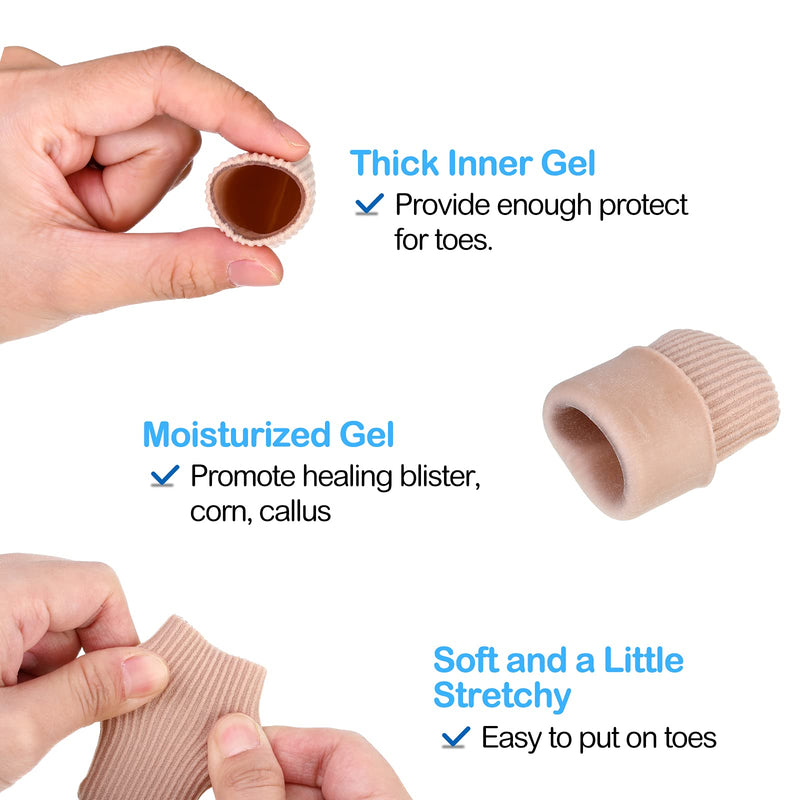 [Australia] - 12 Pieces Toe Tubes Sleeves, Toe Protectors, Toe Bandages with Fabric and Gel Gel Toe Protector for Women Prevent Bunions Hammertoes Callus Corn Blisters Finger (0.98 Inch Diameter) 0.98 Inch Diameter 