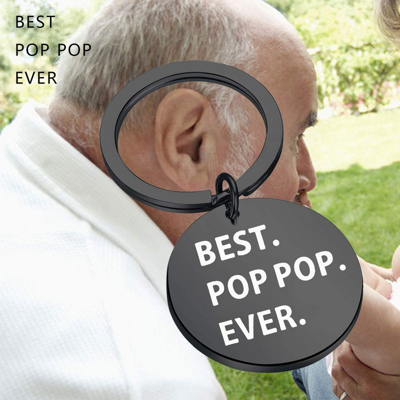 [Australia] - CHOORO Pop-pop Gift Fathers Day Gift Grandpa Keychain Best Pop Pop Ever Grandparent's Day Family Established Gift Best Pop Pop keychain black 