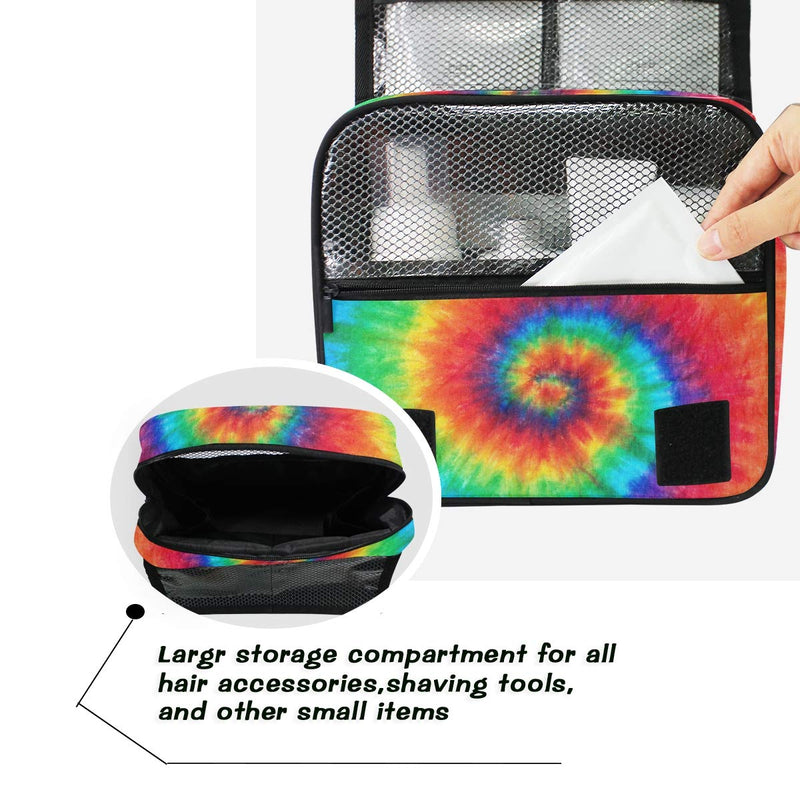 [Australia] - KUWT Hanging Toiletry Bag Abstract Colorful Swirl Tie Dye Cosmetic Travel Bag Portable Makeup Organizer for Cosmetics, Toiletries and Travel Accessories Rainbow 