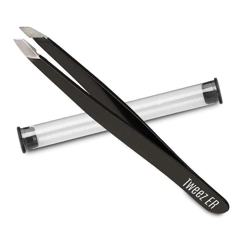 [Australia] - Tweezers for Women, Professional tweezers precision Stainless Steel with Slanted Tip, Ideal Tweezers for ingrown hair, Eyebrow Tweezers & Precision Tweezers for Your Daily Beauty Routine Black 