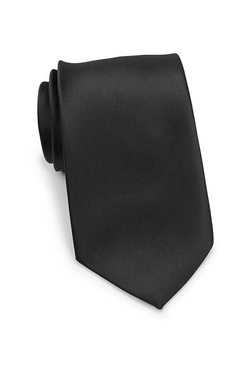 [Australia] - Mens Formal Tie Wholesale Lot of 5 Mens Solid Color Wedding Ties 3.5" Satin Finish Black 