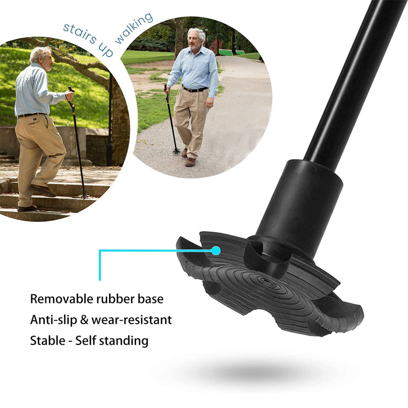 [Australia] - Yinghesheng Folding Walking Stick Elderly Crutches Posture Walking Cane Walking Sticks for Men Women Portable Safety Lightweight Adjustable Height Self-Stand 360 Deg Traction Non Slip Crutch 