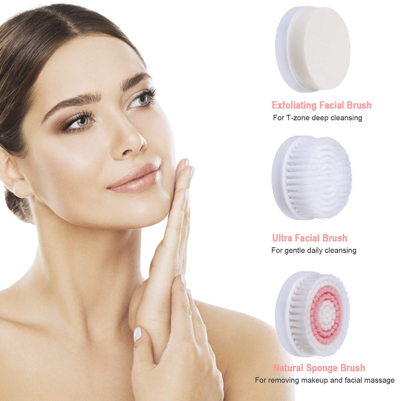 [Australia] - Facial Cleansing Brush, Electric Spin Face Cleanser, AVEYRONA Rechargeable Face Brush Set with 3 Brush Heads and 2 Modes for Deep Cleansing Gentle Exfoliating (White) white 