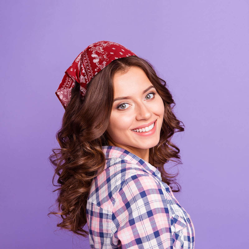 [Australia] - 4 Pieces Elastic Hair Scarf Headband Print Vintage Turban Hair Scarves Cotton Headwrap Triangle Kerchief Head Scarf Hair Bandanas for Women Girls 