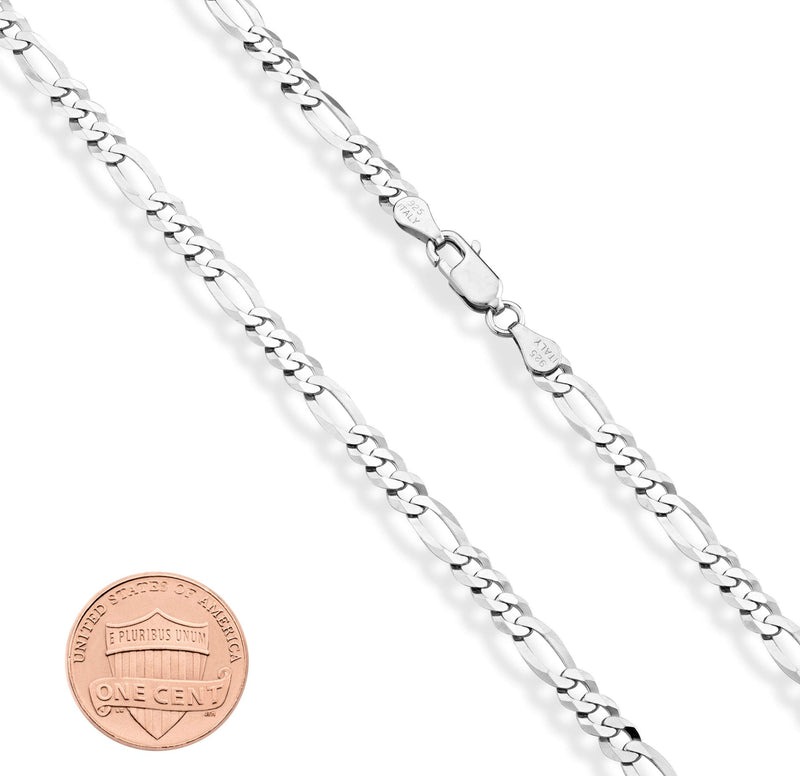 [Australia] - Miabella Solid 925 Sterling Silver Italian 5mm Diamond-Cut Figaro Chain Bracelet for Women Men, 6.5”, 7”, 7.5”, 8", 9" Length 6.5 Inches (X-small) 