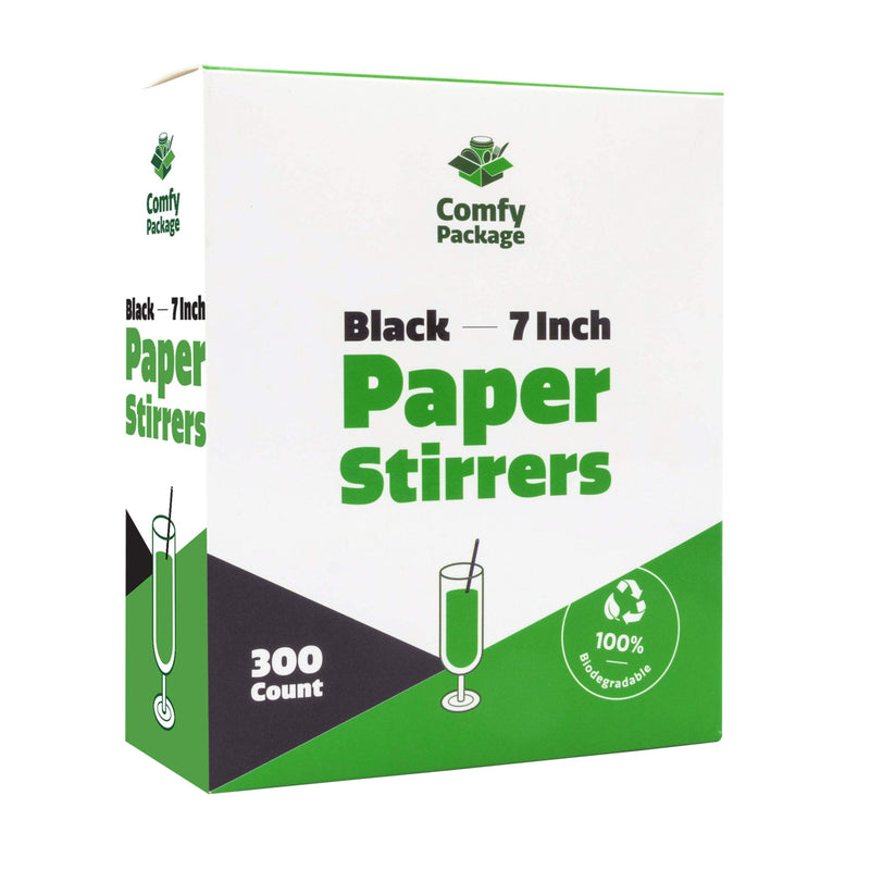 [Australia] - Comfy Package [300 Pack] 7 Inch 100% Biodegradable Paper Sip Stirrers/Straws - Black - For Cocktail & Coffee 7 Inch [300 Pack] 