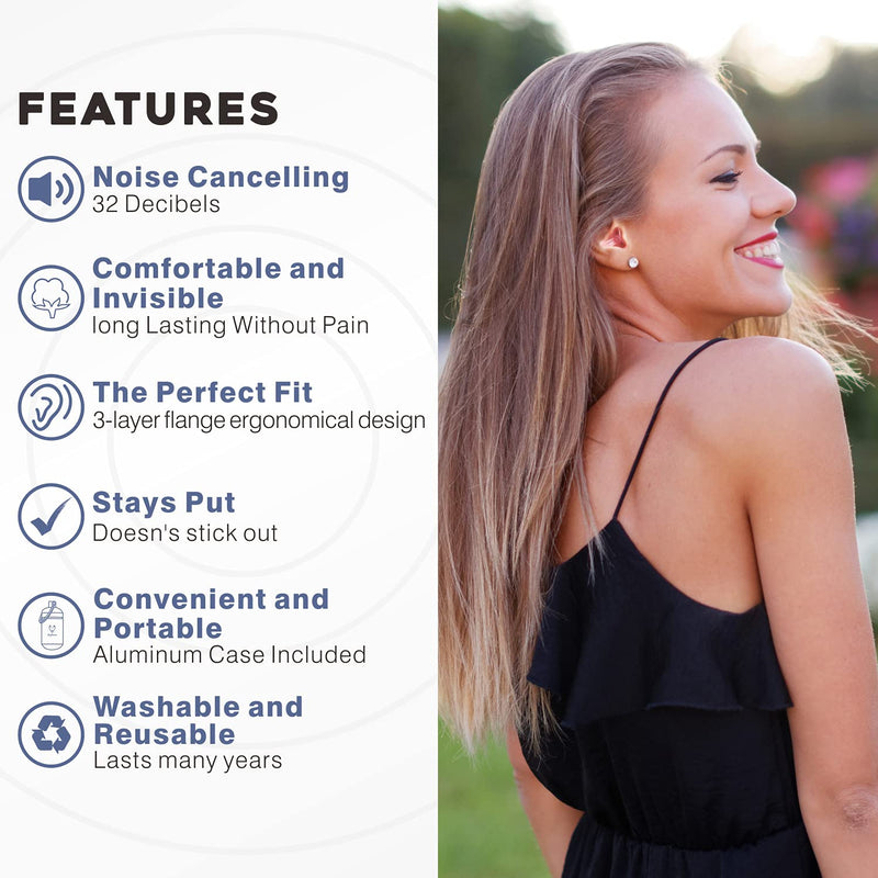 [Australia] - Silicone Ear Plugs for Sleeping Noise Reduction, 3 Pairs Reusable Earplugs Sound Blocking, Snoring Noise Cancelling Ear Plugs for Side Sleepers Study Travel Working - 32dB Hearing Protection Blue 