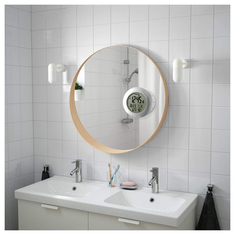 [Australia] - Kadams Bathroom Shower Digital Wall Clock - Kitchen Clock - Water Resistant Timer - Seconds Counter - Temperature & Humidity Display - Wall Calendar - Multiple Mounting Options (Silver) 