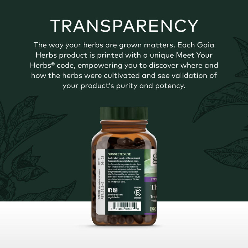 [Australia] - Gaia Herbs Thyroid Support - Made with Ashwagandha, Kelp, Brown Seaweed, and Schisandra to Support Healthy Metabolic Balance and Overall Well-Being - 120 Vegan Liquid Phyto-Capsules (40-Day Supply) 