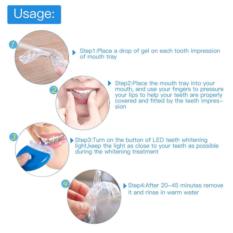 [Australia] - KAV PLUS Teeth Whitening Kit 6 Gel, LED Light, X4 Mouth Trays + Free Teeth Shade - Professional Teeth Bleach Whitening KIT 