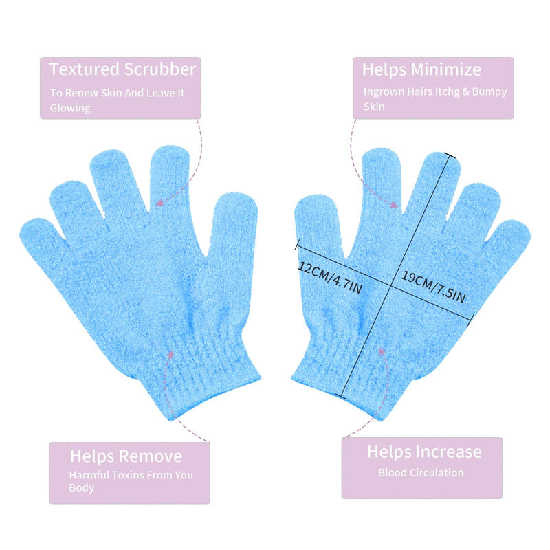 [Australia] - Newthinking 12 Pairs Exfoliating Shower Gloves, 6 Colors Double-Sided Matte Body Cleaning Bath Gloves, Deep Clean Dead Skin and Improves Blood Circulation 