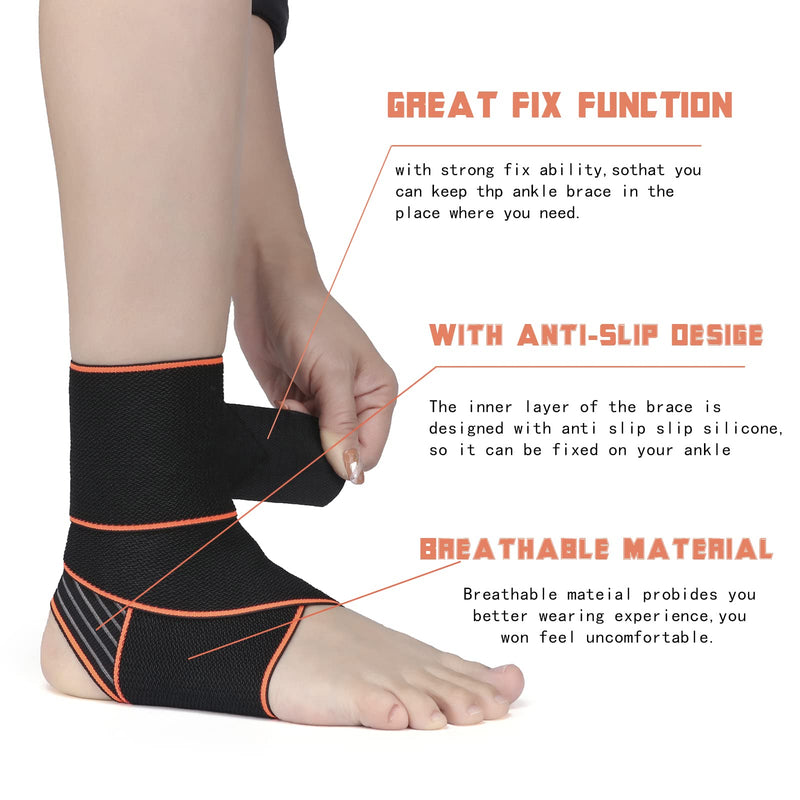 [Australia] - Ankle Support,Ankle Brace for Men and Women, Adjustable Ankle Compression Brace for Plantar fasciitis, arthritis sprains, muscle fatigue or joint pain, heel spurs, foot swelling,Suitable for Sports 1 Orange 