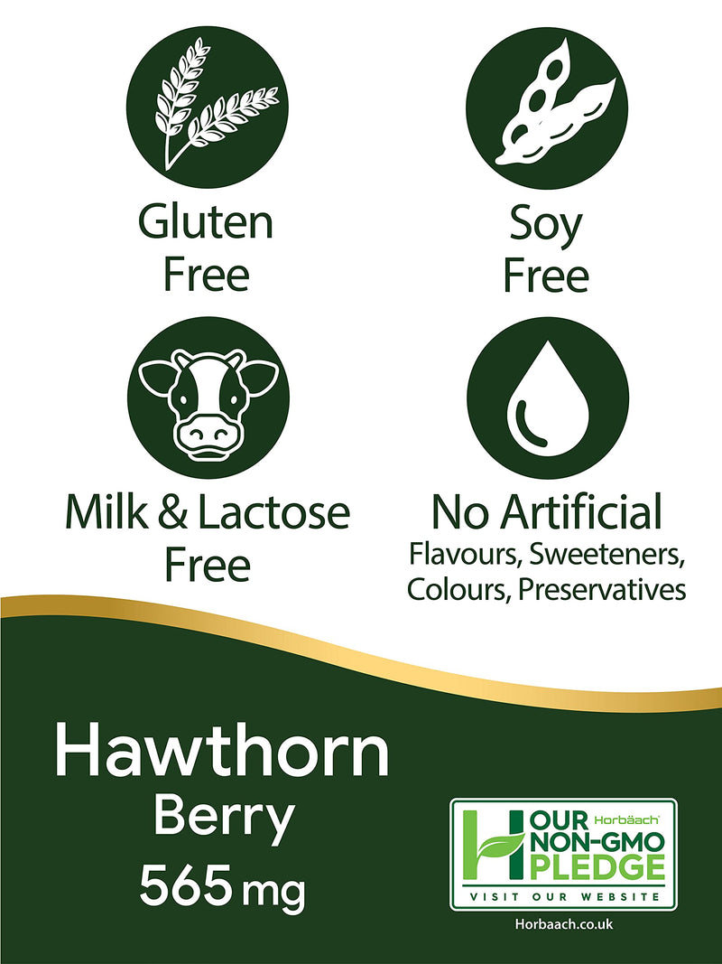 [Australia] - Hawthorn Berry Capsules | 565mg Berry Powder | 180 Count | No Artificial Preservatives | by Horbaach 