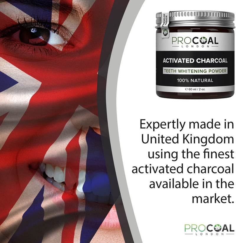 [Australia] - Activated Charcoal Teeth Whitening Powder by Procoal - 100% Natural Charcoal Teeth Whitening Toothpaste, Enamel-Safe, No Additives, No Fillers, No Artificial Flavour, Made in The UK 