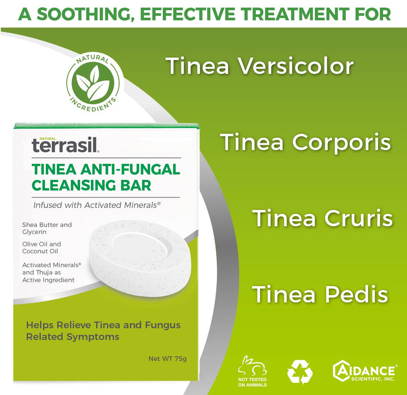 [Australia] - Tinea Soap for Tinea Versicolor Relief – Natural Anti-Fungal Medicated Cleansing Soap by Terrasil (3 Pack -75gm each) 