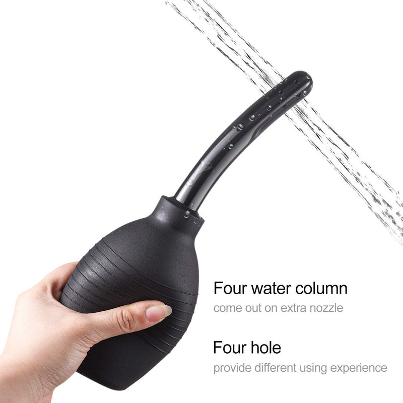 [Australia] - 10 oz Enema Bulb Kit with Storage Bag- Anal or Vaginal Silicone Douche for Men or Women - Comfortable Cleaner（Black） Black 