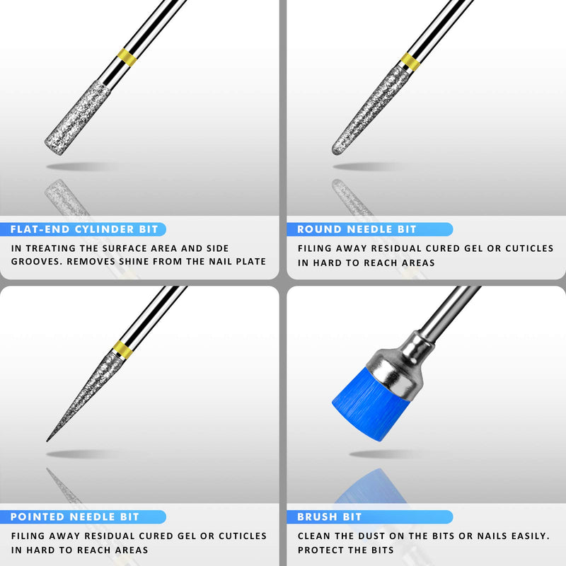 [Australia] - Nail Drill Bits Set - Cuticle Nail Bits 10PCS 3/32 inch Drill Bits for Remove Acrylic Gel Nails Drill Bit by INFELING, Manicure Pedicure Home Salon Use 