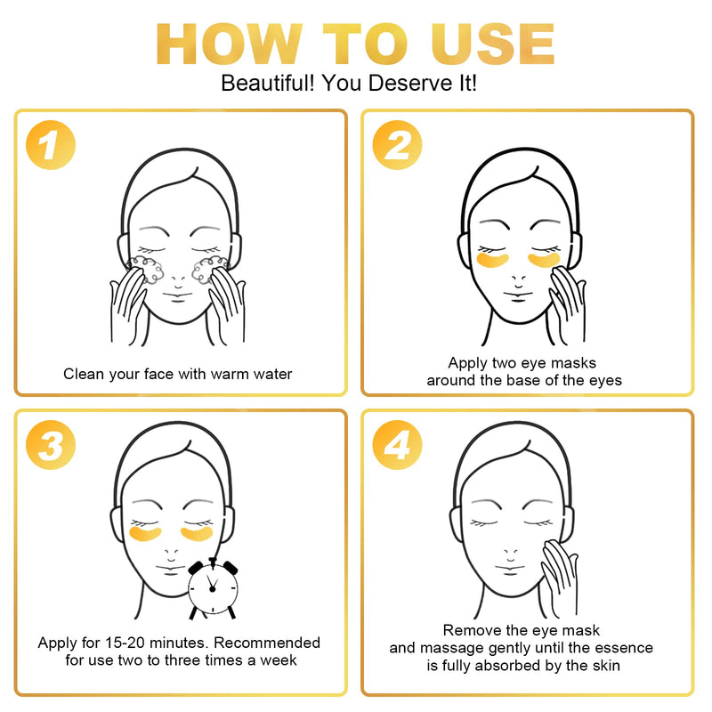 [Australia] - URAQT 24K Gold Under Eye Treatment Masks, 30 Pairs Natural Under Eye Gel Patches Collagen Eye Masks, Hydrating Under Eye Gel Pads for Under Eye Wrinkles, Remove Eye Bags, Dark Circles, Skincare 