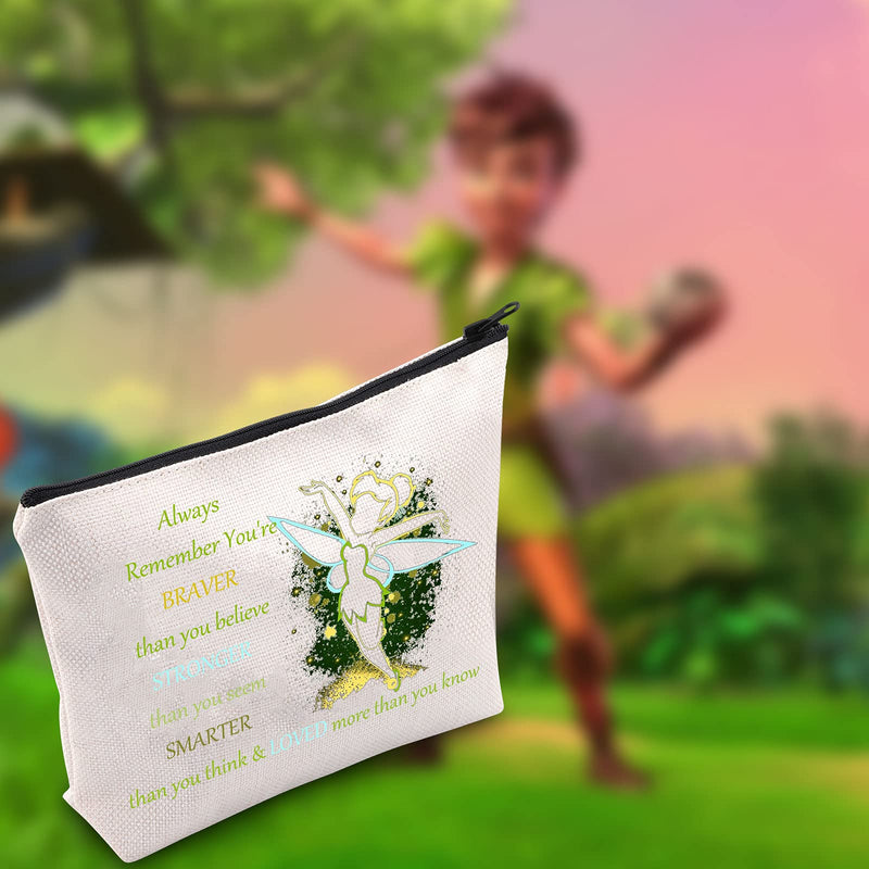 [Australia] - LEVLO Tinkerbell Cosmetic Make Up Bag Tinkerbell Fans Inspired Gift You Are Braver Stronger Smarter Than You Think Tinkerbell Makeup Zipper Pouch Bag For Women Girls, Tinkerbell Bag, 