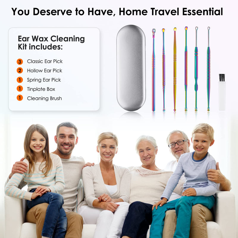 [Australia] - Ear Cleaning Kit,Safe Ear Wax Removal Tool,Earwax Removal Kit,Easy to Use,Painless Ear Pick,with Storage Box and Cleaning Brush (Titanium) Titanium 