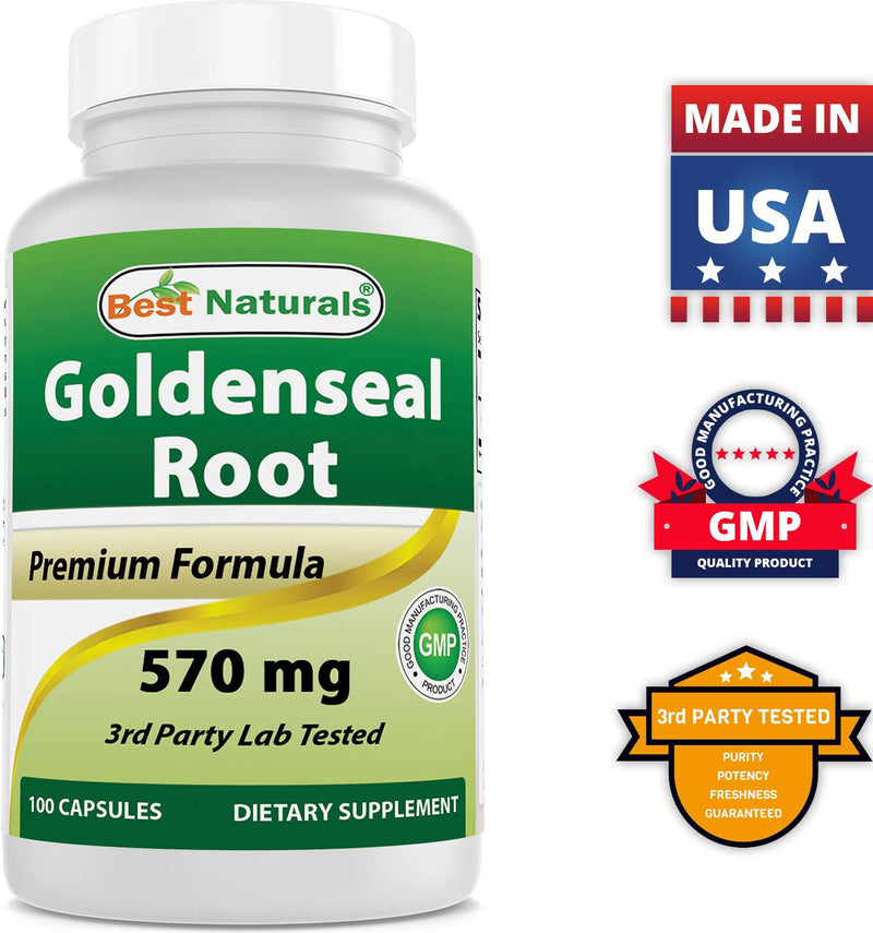 [Australia] - Best Naturals Goldenseal Root 570 mg 100 Capsules (100 Count (Pack of 1)) 100 Count (Pack of 1) 