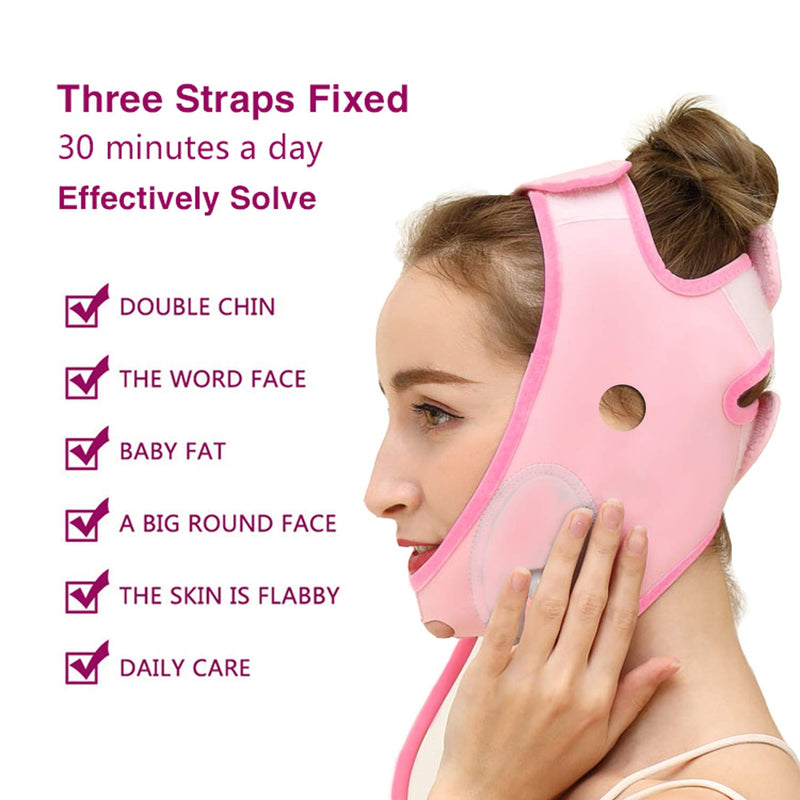 [Australia] - Face Slimming Strap Lifting Belt, Inflatable Double Chin Reducer V Line Lifting Mask Facial Slimmer Device Breathable Face Shaper Lifting Band Anti Aging Sagging Skin Firming Tape 