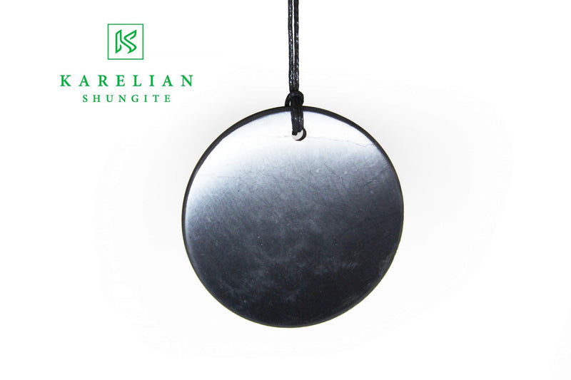 [Australia] - Shungite Pendant Big Circle 50mm - Guaranteed Authentic Russian Natural Shungite Stone From Karelia - Protection from Electromagnetic Field, Chakra Adjustment,100% Original Shungite 