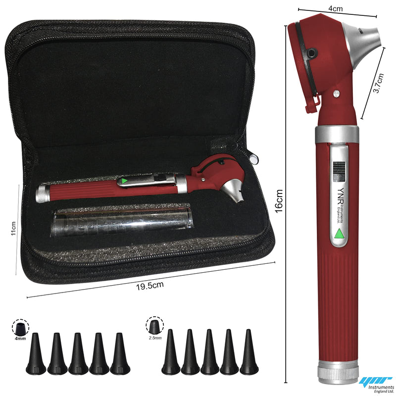 [Australia] - YNR England F.O Mini Otoscope Ear o Scope Auriscope Fibre Optic ENT Ear Scope Diagnostic Examination GP CE Mark Approved (Burgandy) Burgandy 